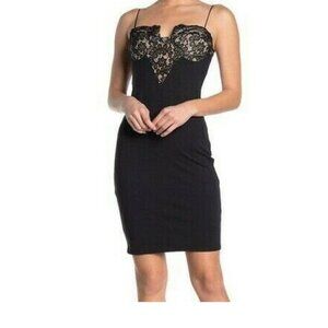 Love by Design Womans Black Dress Party Dressy Size Medium Lace Sheath Bodycon